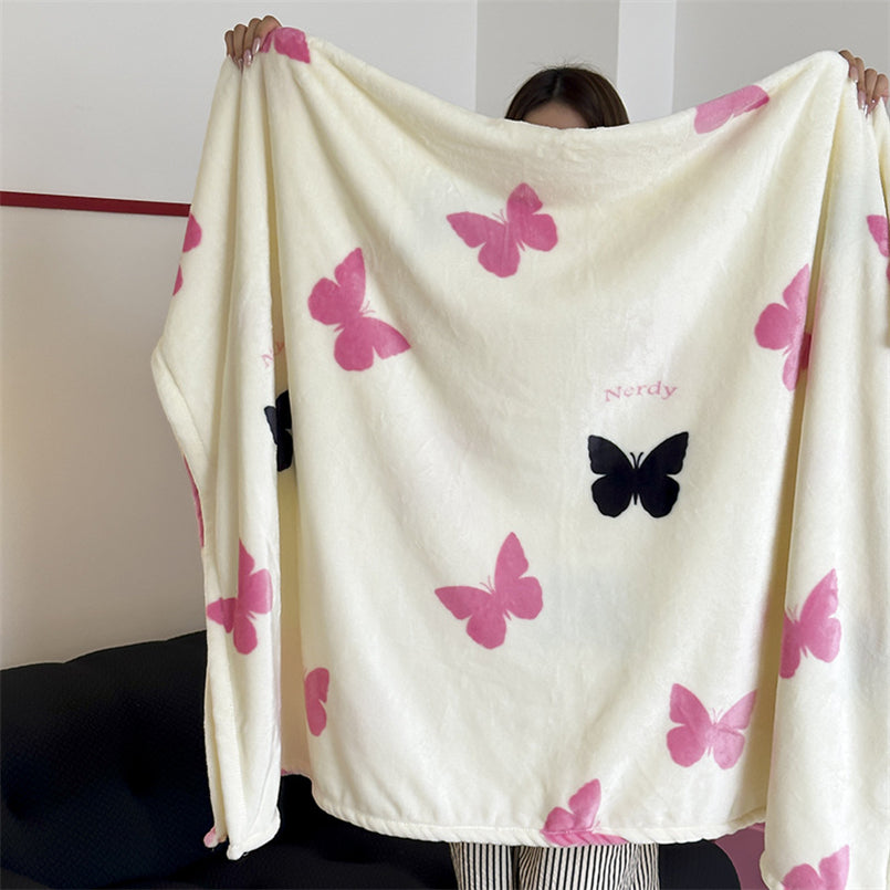 YICKYUE  -  Ins Fresh Double-Sided Milk Velvet Casual Blanket Skin-Friendly Warm Cute Sofa Decorative Cover Blanket Office Shawl Blanket