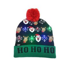 New Light Up Christmas Hat LED Knitted Christmas Beanie Hat Sweater Santa Elk Illuminate Warm Hat For Kids Adults New Year Gift