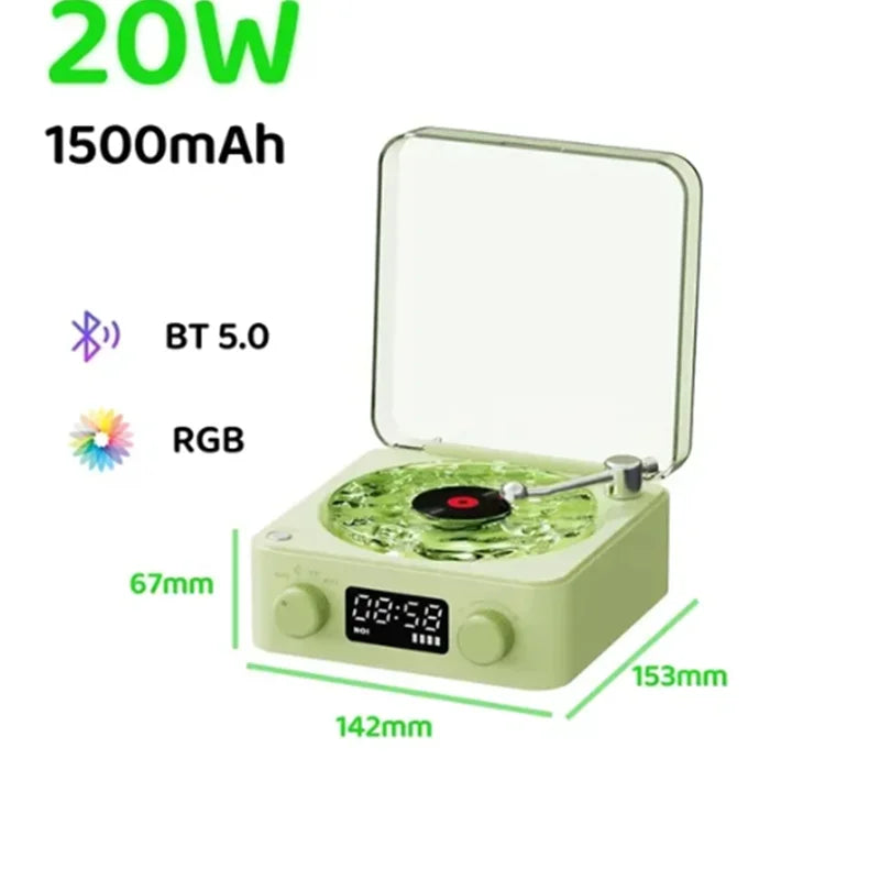YICKYUE  -  Waves Vinyl Player Bluetooth Speaker with White Noise Retro Turntable Speaker Sleep Aid Vitrola Shaped Speaker with RGB Light