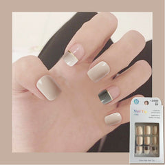 Creative Shiny Nails Art Fake Nail Tips Women Jump Color Press on Coffin Jelly Gum Short French Fake Nail Patch