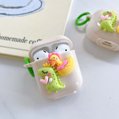 Dinosaur and chicken 3d cute earphone charging box for apple airpod 3 2 1 soft headset case for airpods pro cartoon cover capa