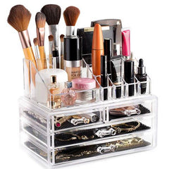 Transparent Cosmetic Storage Box Makeup Organizer  Rangement Double Makeup Brush  Lipstick Storage Jewelry Drawer Organizador