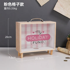 Wooden Money Bank Cash Boxes Piggy Banks Home Decor Kids Gift Money Boxes Pocket Money Storage Box Room Decoration Display Case