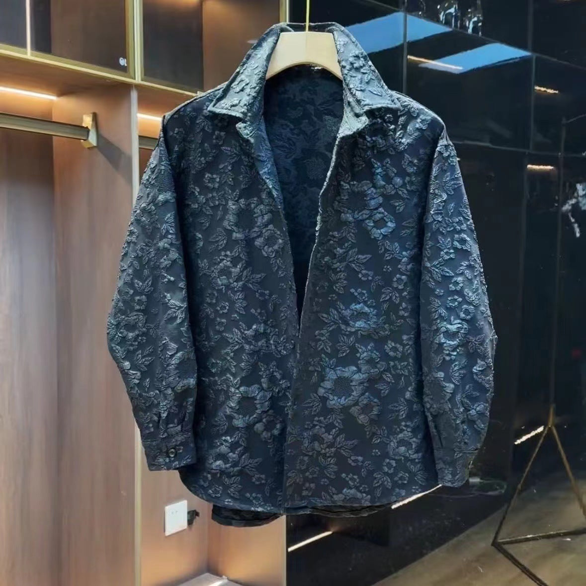 Hearujoy Relief Jacquard Design Shirt For Men Spring Autumn Long Sleeve Tops Streetwear Trendy Loose Anti-wrinkle Shirts Versatile