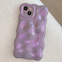 YICKYUE  -  3D Bubble Wave Pattern Phone Case For iPhone 16 15 14 13 12 11 Pro Max Pearl Powder Color Soft Shockproof Back Cover