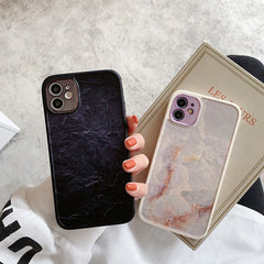 Luxury Marble Silicone Shockproof Phone Soft Case For iPhone 11 12 Pro Max Mini X Xs XR 7 8 Plus SE 2 2022  Lens protection Cover