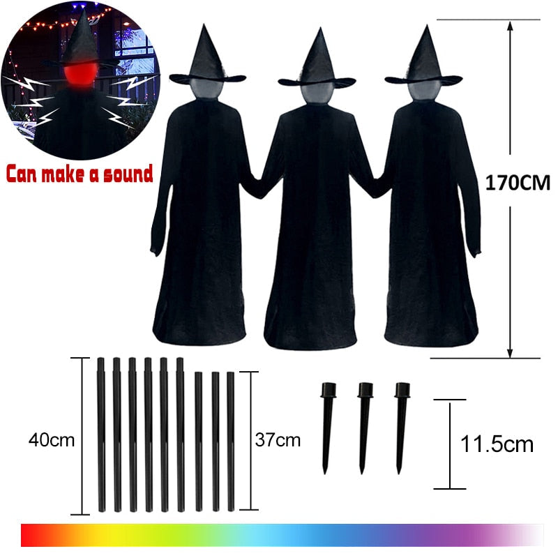 1-3Pcs Halloween Decorations Outdoor Large Light Up Screaming Witches Party Garden Glowing Witch Head Scary Ghost Decor Props