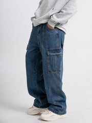 HEARUJOY  -  Men'S Workwear Jeans Hip-hop Street Dance Party Denim Jogging Pants Street Wide Leg Workwear Pants Straight Tube Loose Slimming Trend Retro Casual Denim Pants