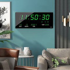 LED Perpetual Calendar Electronic Clock Digital Wall Clock Alarm Hourly Chiming Temperature Table Clocks Living Room Decoration