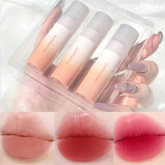 Cappuvini 3Pcs/Set Velvet Matte Lipstick Waterproof Long Lasting Lip Gloss Lip Tint Makeup Gift Box Cosmetics Set TSLM1