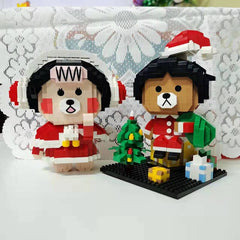 Santa Claus Coat Tree Gifts DIY Mini Diamond Blocks Bricks Building Toy for Children LOZ Animal World Christmas Bear 2PCS no Box
