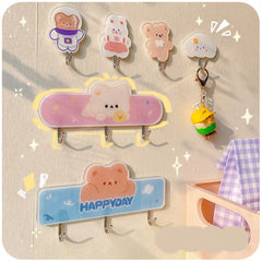 Wall Hook Heavy Strong Kawaii Self Adhesive Hook Seamless Cute Sticker Hook Storage Organizer Punch-free Wall Velcro Desk Set
