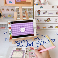 1pc Phone Holder Bracket IPad Tablet Stand Wooden Mobile Phone Tabletop Holder Organization Supplies for Stationery Cute