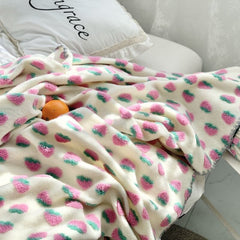 [MORE HOME] 2022NEW Blanket Ins Popular 3D Cherry Strawberry Leisure Cover Sweet Girl  Room Office Air Conditioner