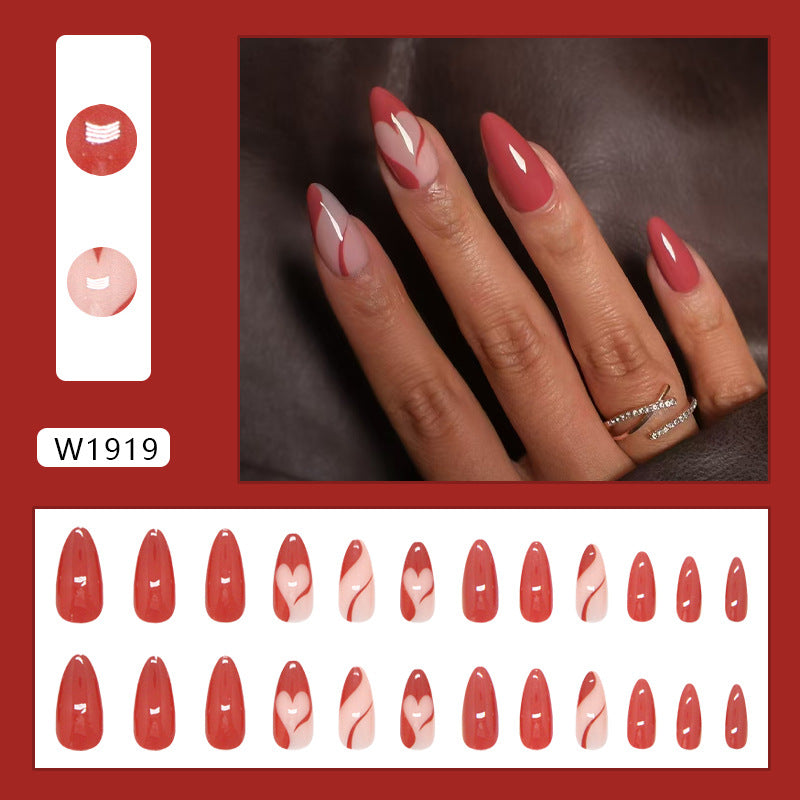 YICKYUE  -  24pcs Creative Fruit False Nails Summer Watermelon Pattern Press on Nails for Women Girl Wearable Almond Fake Nail Tips