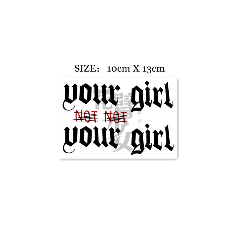 Waterproof Temporary Tattoo Stickers Letter Tattoo Flash Tattoo Chest Female Male
