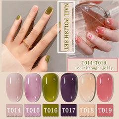 New 6 Colors/Set Gel Nail Polish Semi Permanent Transparent UV Gel Varnish Summer Jelly Color Nail Art Gel Lacquer Manicure