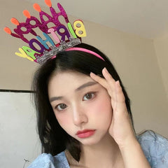 Birthday Headband Glasses Party Decorative Glasses Happy Birthday Party Dress Up Eyeglasses Children Women Headwear Photo Props