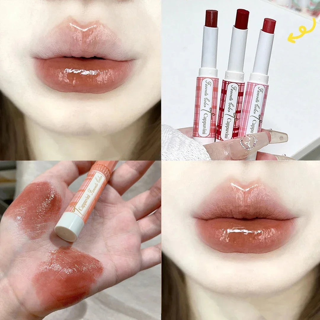YICKYUE  -  Water Light Jelly Mirror Lipstick Long Lasting No Fade Moisturizing Non-stick Cup Solid Lip Gloss Women Korean Makeup Cosmetics
