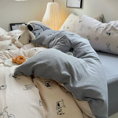 YICKYUE  -  Little Puppy Print Bedding Set