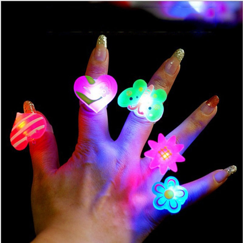 5pcs Luminous rings glow in the dark new children's toys flash gifts LED cartoon lights toys for childs kids playing in night