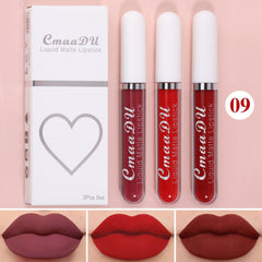 3PCS/SET Matte Lip Gloss Set Maquiagem Long Lasting Waterproof Nude Colors Liquid Lipstick Lips Tint Pink Red Velvet Lipgloss