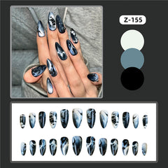 YICKYUE  -  24pcs Long Almond Press on Nails Red Rose Crystal Decor False Nails Wearable Sweet Girl Korean Style Fake Nails for Women Lady