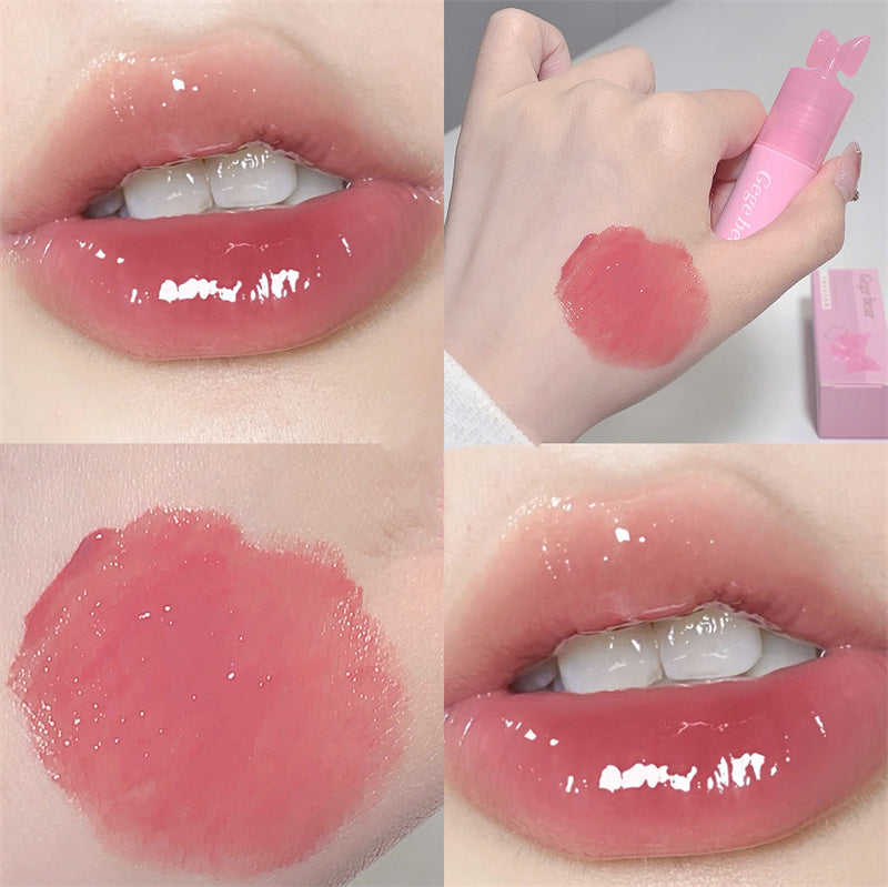YICKYUE  -  Waterproof Mirror Bow Tie Lip Gloss 6 Colors Sparkling Glitter Liquid Lipstick Shimmer Pearl Lip Gloss Jelly Lip Korean Make Up