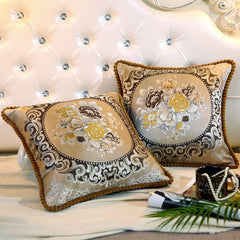 European Luxury Embroidered Cushion Pillow Sofa Living Room Car Decorative Cushion Lumbar Support Pillow Removable