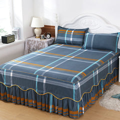 1PC Plaid Bed Sheet Printed Bedding Set Soft Bedspread lace bedding home decor Single Queen King Size Bedskirt Mattress Cover
