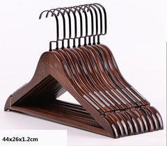 10Pcs/set Adult Extra-Wide Solid Wood and Metal Hook Wooden Hangers With Notches Non-slip Metal Hook for Clothes W2760