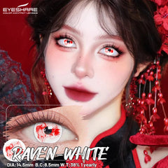 YICKYUE  1 Pair Halloween Color Contact Lenses for Eyes Cosplay Lenses Anime Lenses Black Eye Lens White Lenses Crazy Red Lens
