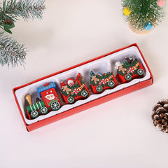 Yickyue Wooden Christmas Small Train Xmas Ornaments Merry Christmas Decor For Home Happy New Year 2023 Creative Kids Naviidad Gifts Gift
