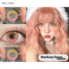 YICKYUE   -  Mill Creek 2pcs New Fashion Pink Colored Contacts Lenses for Eyes Cosmetic Blue Contact Lenses with Diopters 0~-8.00 Degree Lens