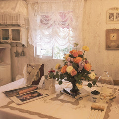 YICKYUE  -  British pastoral bridal bouquet drawstring pull-up waterfall water wave curtain lace gauze curtain window