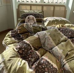 YICKYUE  -  Vintage pastoral floral bedding set,twin full queen king romantic retro cotton home textile bed sheet pillow case quilt cover