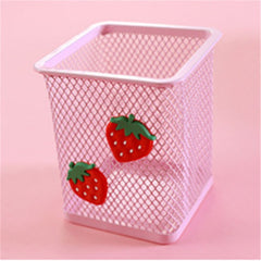 1pc Pink Metal Pen Holder Office Organizer Cosmetic Square Pencil Pen Stand Holders Stationery Container Office School Supplies