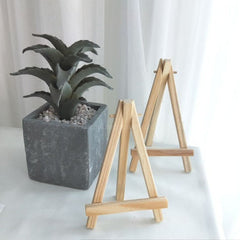 W&G Mobile phone support small easel wooden creative decoration triangle bracket pine wood display ornament photo card frame