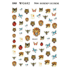 Black White Milk Cow 3D Nail Stickers Butterfly Leopard Adhesive Nail Transfer Decals Sliders Wraps DIY Nail Art Decorations