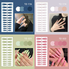 24pcs Solid Color Glossy Super Long Coffin False Nail Ballet Press on Nails Tips for Nails Art Artificial Fingernail Without Box