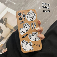 2022 tiger cute silicone soft cartoon phone case for iphone 12 mini 11 13 pro max xsmax x xr 8 7 plus shockproof cover capa