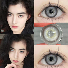 YICKYUE  -  1 Pair Hot Sale Cleopatra Series Green Colored Contact Lenses with Prescription Myopia Lenses Natural Blue Iris Lens