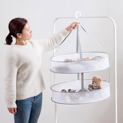 Double layer clothes basket  Drying Nets Clothes drying net  Windproof net bag  Folding clothes hanger  Hook type  Drying Rack
