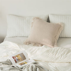 REGINA Brand Waffle Plaid Tassel Cushion Cover 45*45cm Soft Hand Crochet Nordic Cute Home Decorative Sofa Bed Chair Pillow Cover