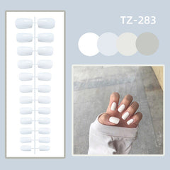 24pcs Reusable False Nail Artificial Tips Full Cover Decorated Middle Square Press on Nails Art Fake Nail Without Box