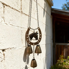 Retro Country Style Horseshoe Wind Chime Home Decor Items Lucky Pony Bell Pendant Room Decoration New Year Atmosphere Decoration