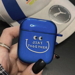 Blue Fluorescence smiley silicone wireless bluetooth earphone case for airpods 3 pro cases for apple airpod 1/2 cover headphone