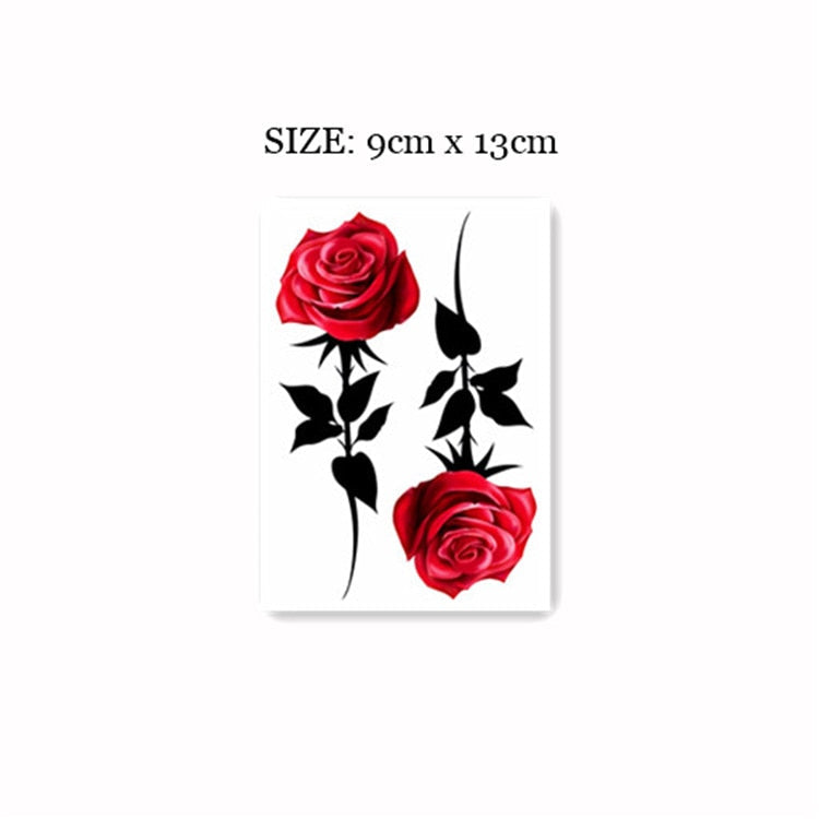 Waterproof Temporary Tattoo Sticker Hand Drawn Rose Design Body Art Fake Tattoo Flash Tattoo Arm Female Male