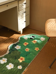 YICKYUE  -  Half Round Flower Tufting Carpet Soft Fluffy Bedside Bedroom Carpet Silicone Anti-skid Back Door Mat