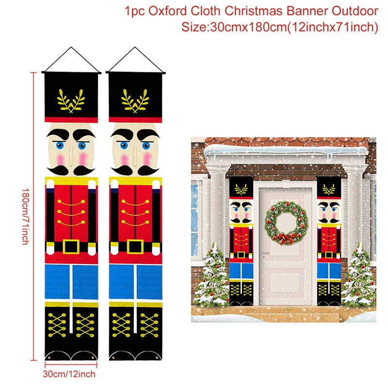 Nutcracker Soldier Christmas Door Banner Ornament Santa Claus Merry Christmas Decorations For Home Navidad Gift New Year 2022